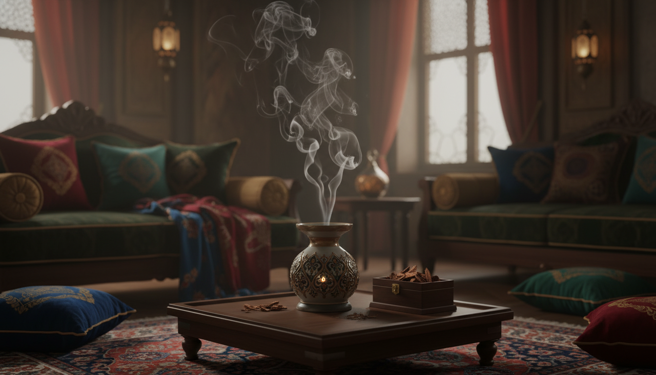Brûleur d'encens oud maison diffusant une ambiance orientale luxueuse