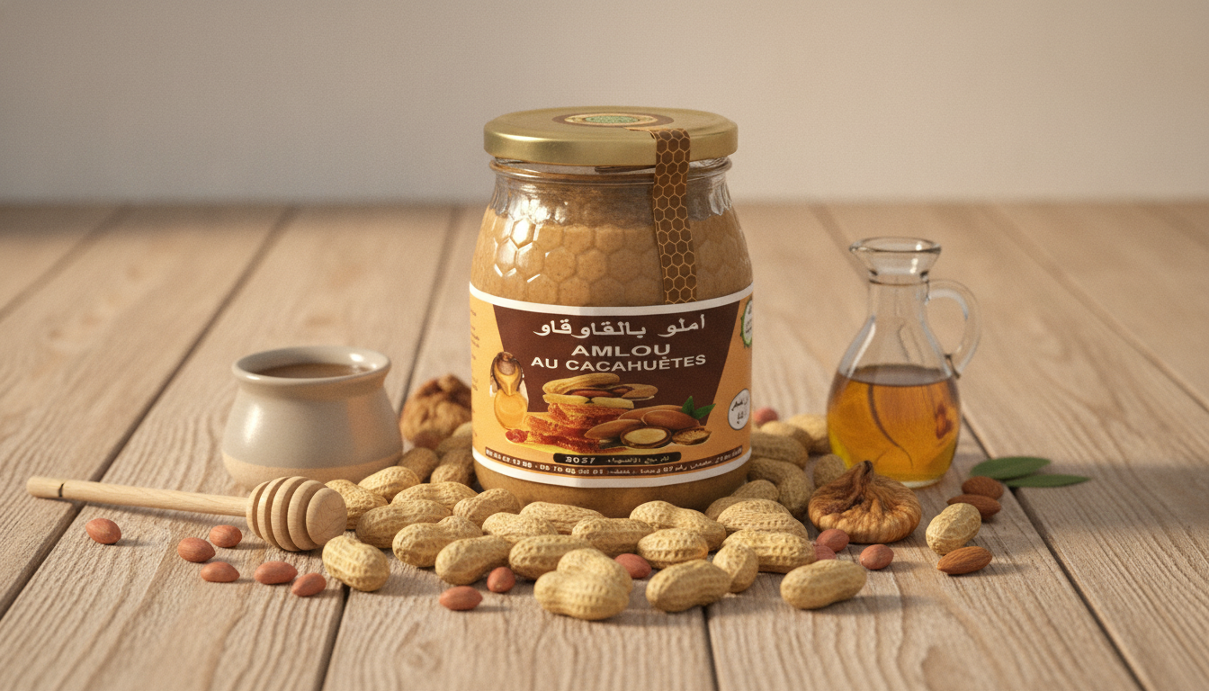 Pot d'amlou aux cacahuètes 1kg avec cacahuètes et ingrédients naturels