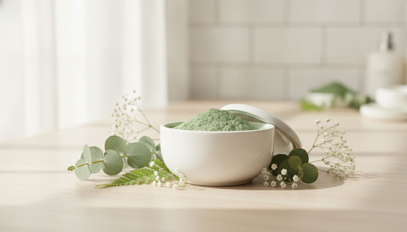 Pot d'argile verte 100g naturel dans un cadre élégant et lumineux