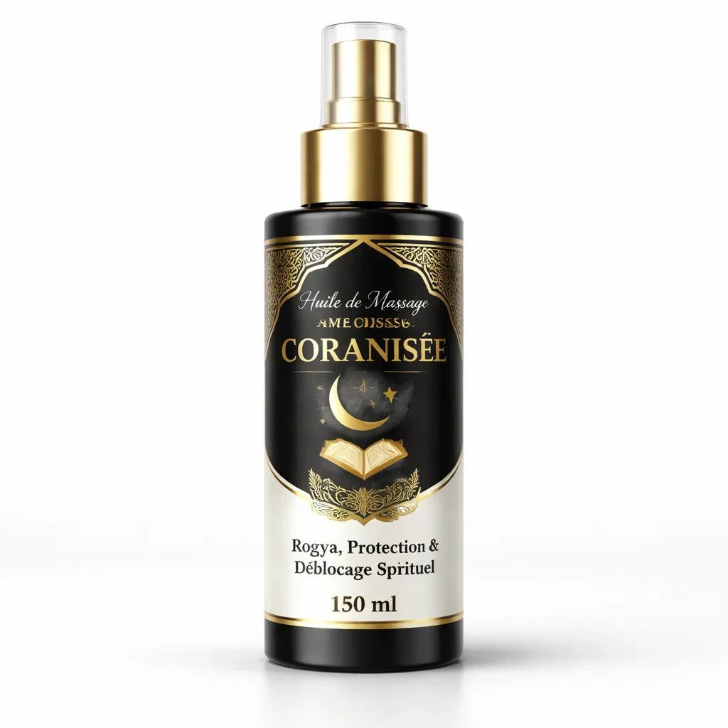 Huile de Massage Coranisée 150 ml – Roqya, Protection & Déblocage Spirituel